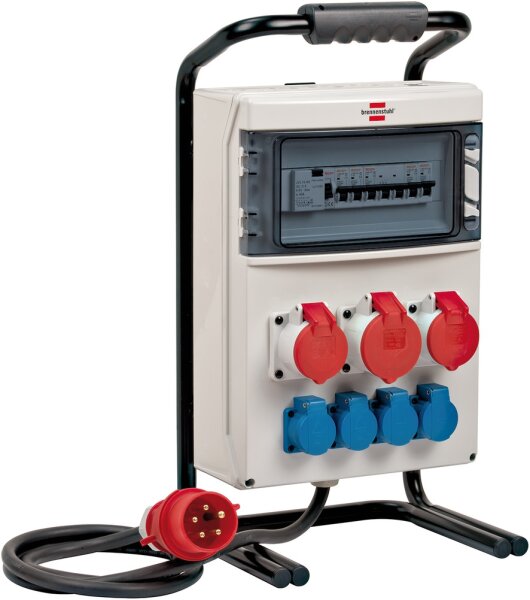 Tragbarer Baustromverteiler mit FI-Schutzschalter